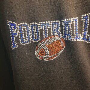 Girls Black Hoodie, Football Crystal Bling Back 2xl